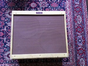 Fender Blues Deville 2x12. The volume knob is linear taper so it seems like this amp is really loud because the whole range of volume resides in about the 1-4 setting. You can change this to audio taper to give it more use-able range.