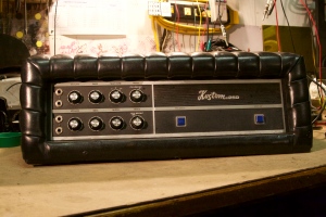 Kustom 250 bass amp with the tuck n roll. Not really sure why it's called that. For me it did 98W at clipping, oh well. 