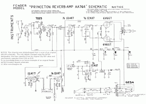 Fender Princeton Reverb AA764 schematic